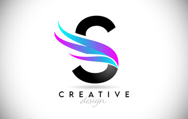 Letter S Logo with creative gradient swooshes. Creative elegant letter S with colorful vector Icon
