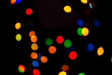 Abstract colorful bokeh lights background, blurred christmas lights for holiday decoration photo