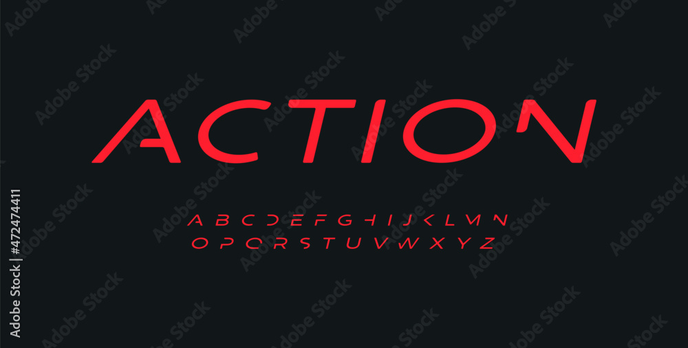 Fototapete minimalistic italic dynamic font movement alphabet. modern logo elegant typography.minimal futuristi