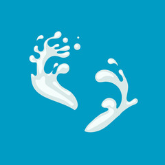 White Splash on Bright Blue, Milk Splatter, Cartoon.