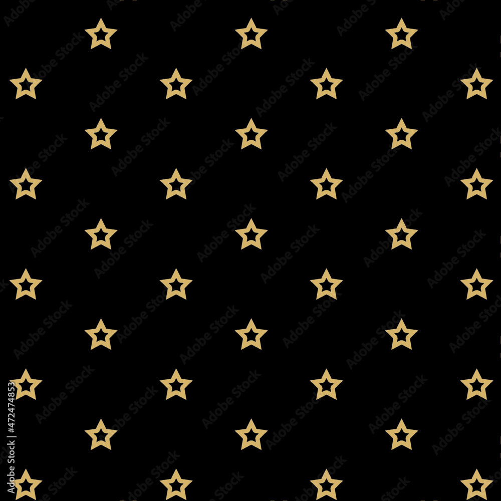 Aufkleber Seamless pattern with stars on black background. Star line pattern seamless geometric abstract gold luxury color vector. Creative Christmas wrapping paper Design.