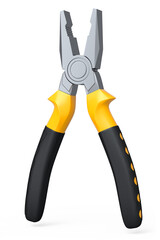Yellow hand tool pliers for repair and installation on white background
