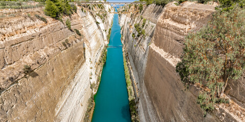 The narrow passage of the Corinth Canal
