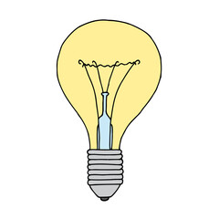 Light bulb in doodle style. The concept of power supply, energy saving. The concept of a new idea, creativity. Hand Drawn.	