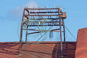 Naklejka premium electric tower high voltage post