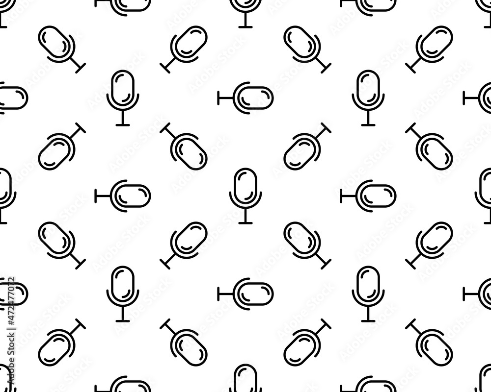 Poster microphone, vector seamless pattern, editable can be used for web page backgrounds, pattern fills
