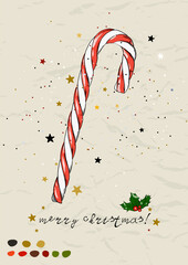 Christmas poster with candy cane Ink style.