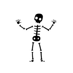 Skeleton. Black terrible silhouette. Human body. Skull and bones.