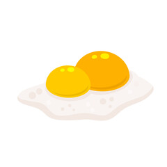 Scrambled egg. Healthy Breakfast. Flat cartoon isolated on white background. Protein and two yolk. Element of cooking.
