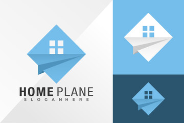 Home Plane Logo Design Vector illustration template
