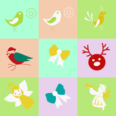 Christmas Icon Collection With Different Backgrounds Vector