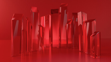 3D rendering crystal glass background booth