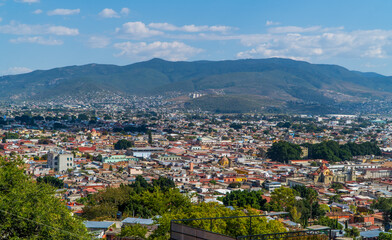 Fototapeta na wymiar Aerial view of the city of Oaxaca de Juarez in southern Mexico