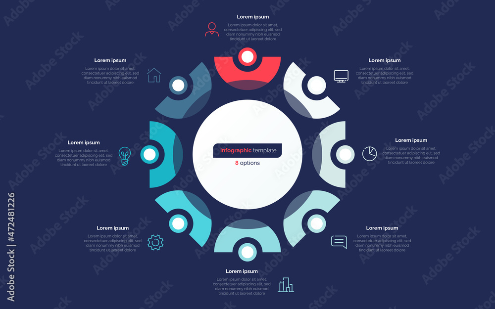 Wall mural eight option circle infographic design template. vector illustration