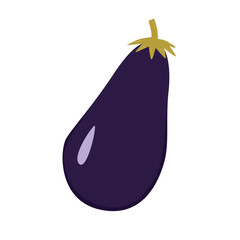 Vector illustration, aubergine in flat style with texture. Organic food concept illustration for kids desings and healthy food habits. Illustration can be used for package design, green grocery
