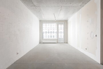 interior of the apartment without decoration in gray colors