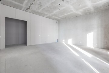 interior of the apartment without decoration in gray colors