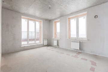 Obraz premium interior of the apartment without decoration in gray colors