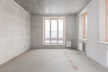 Obraz premium interior of the apartment without decoration in gray colors