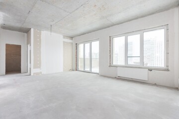 Obraz premium interior of the apartment without decoration in gray colors
