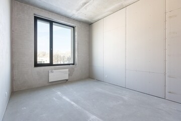 interior of the apartment without decoration in gray colors