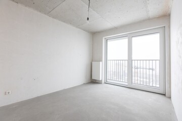 interior of the apartment without decoration in gray colors