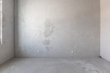 interior of the apartment without decoration in gray colors