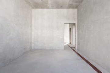 interior of the apartment without decoration in gray colors