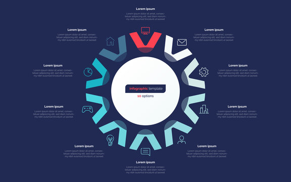 Ten Option Circle Infographic Design Template. Vector Illustration