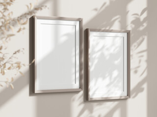 two vertical frames mockup in minimalist boho interior