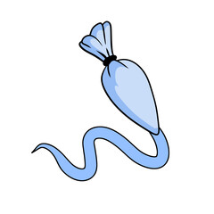 Pastry bag. Piping Cream Cake. Outline Icing bag. Cartoon illustration