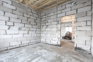 interior of the apartment without decoration in gray colors