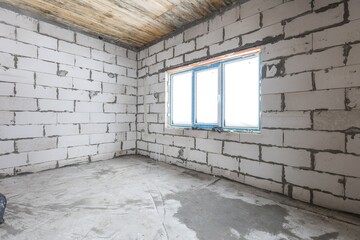 interior of the apartment without decoration in gray colors