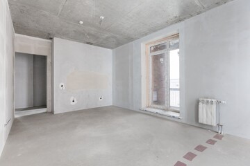 interior of the apartment without decoration in gray colors