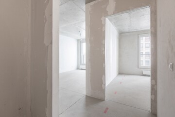 interior of the apartment without decoration in gray colors