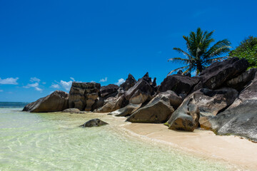 Beautiful Seychelles sunny beach landscape