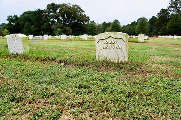 Andersonville National Cemetery military cemetery in Georgia, USA.  Unknown U.S. Soldier