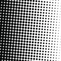 White and black circles, gradient halftone background. Vector illustration.