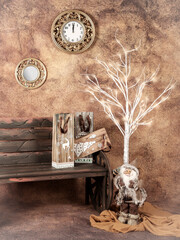 Ambiente de Navidad con decoración en tonos dorados