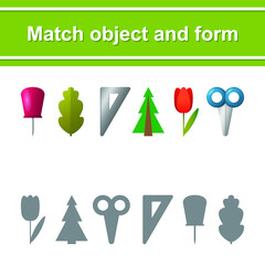 Game for kids. Match object and form. Fruits, vegetables and other - 472487691