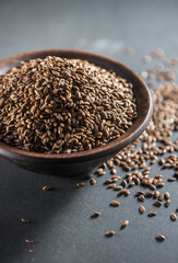 Close of Flax seed. A healthy oily seeds.