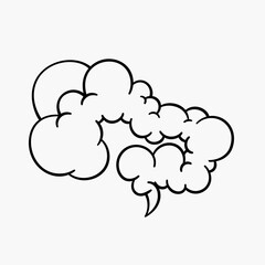 Comic clouds, cartoon vector clouds in line style isolated on light background.