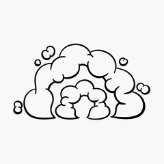 Comic clouds, cartoon vector clouds in line style isolated on light background.