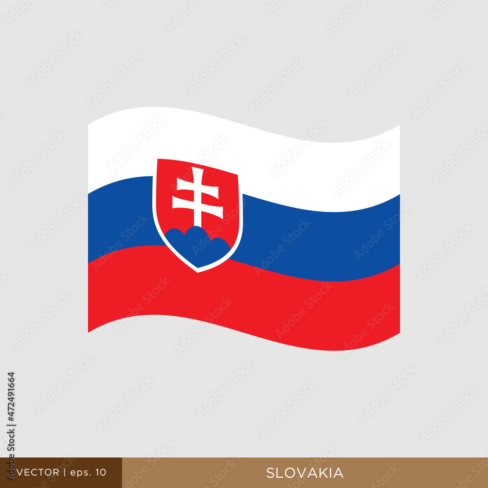 Wall mural Waving flag of Slovakia vector illustration design template.