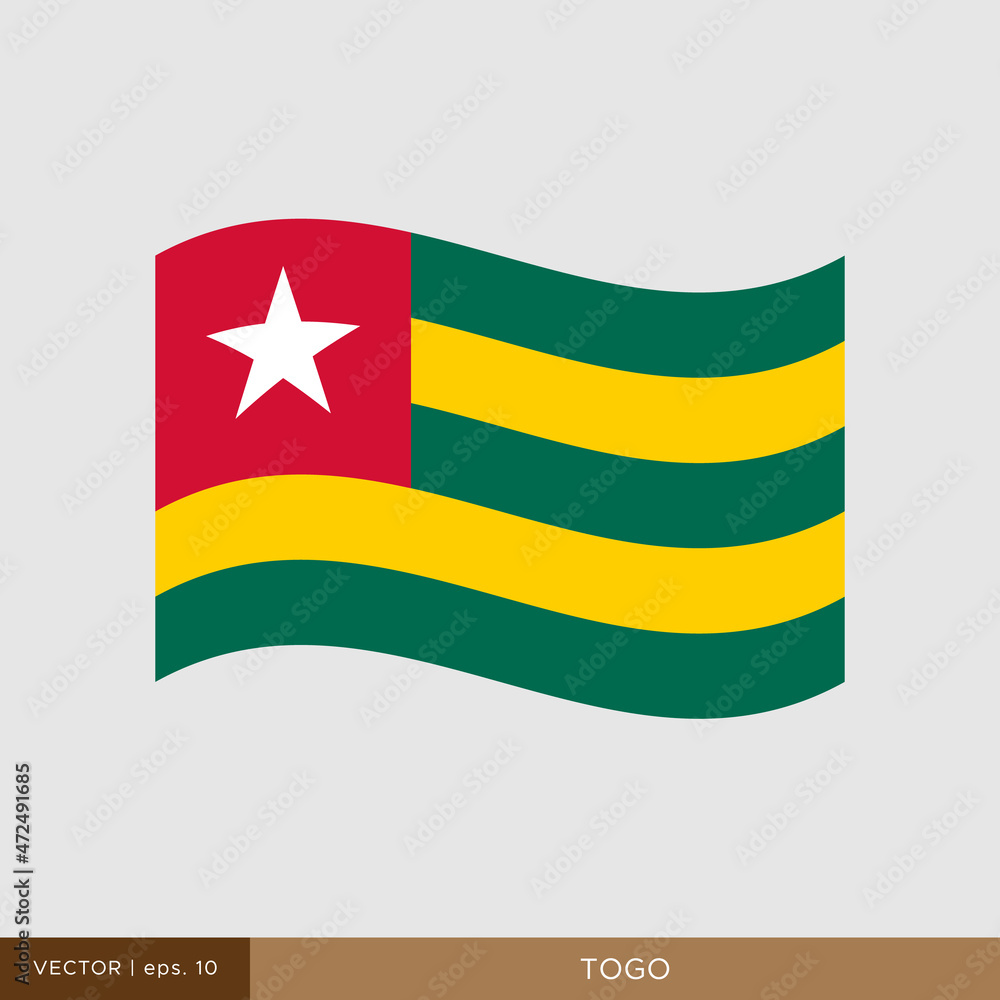 Wall mural Waving flag of Togo vector illustration design template.