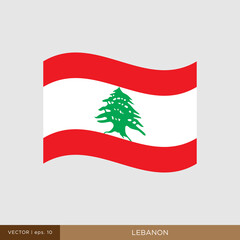 Waving flag of Lebanon vector illustration design template.