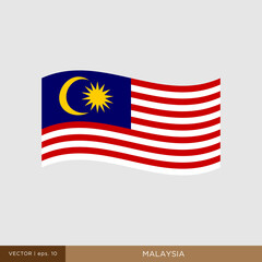 Waving flag of Malaysia vector illustration design template.