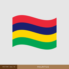 Waving flag of Mauritius vector illustration design template.