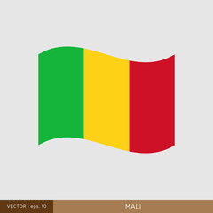 Waving flag of Mali vector illustration design template.