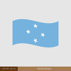 Waving flag of Micronesia vector illustration design template.